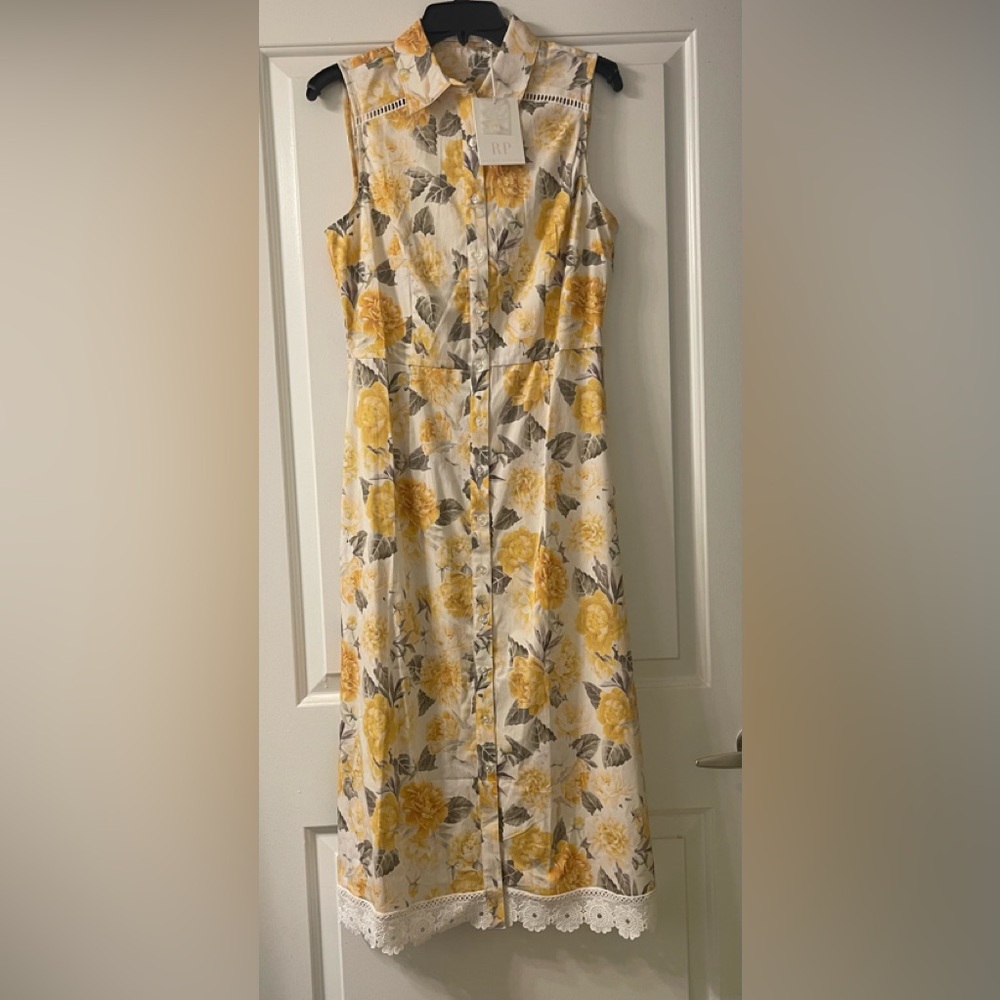 Peonies Floral Sleeveless Button-Down Shirt Dress